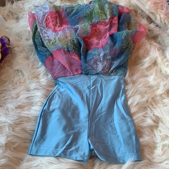 Revolution dancewear lyrical costume light blue/multicolor.  Size MC - Picture 5 of 5